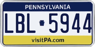 PA license plate LBL5944