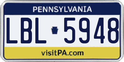 PA license plate LBL5948