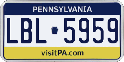 PA license plate LBL5959