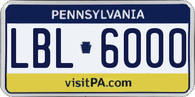 PA license plate LBL6000