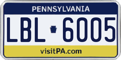 PA license plate LBL6005
