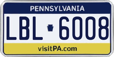 PA license plate LBL6008