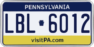 PA license plate LBL6012