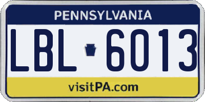PA license plate LBL6013