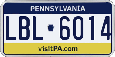 PA license plate LBL6014