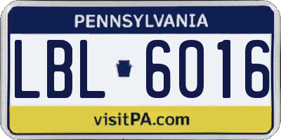 PA license plate LBL6016