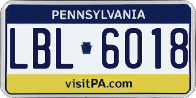 PA license plate LBL6018