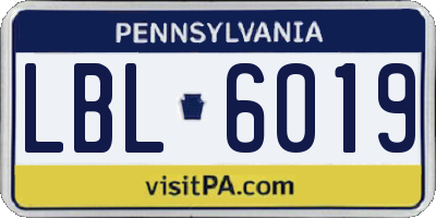 PA license plate LBL6019