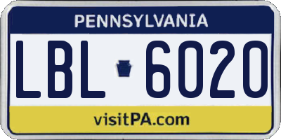 PA license plate LBL6020