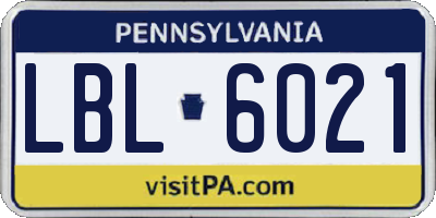 PA license plate LBL6021