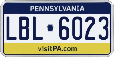 PA license plate LBL6023