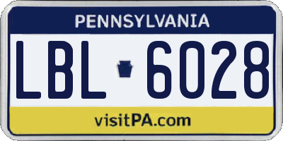PA license plate LBL6028