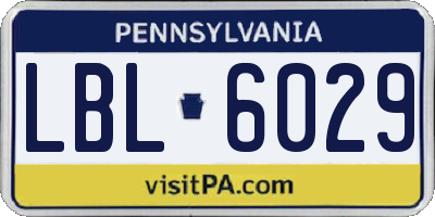 PA license plate LBL6029