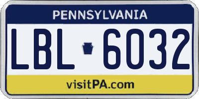 PA license plate LBL6032