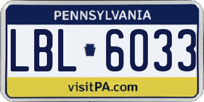 PA license plate LBL6033