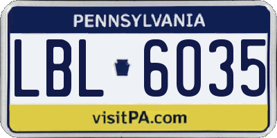 PA license plate LBL6035