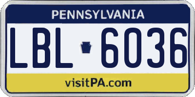 PA license plate LBL6036