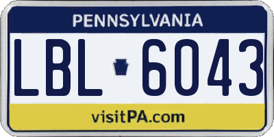 PA license plate LBL6043
