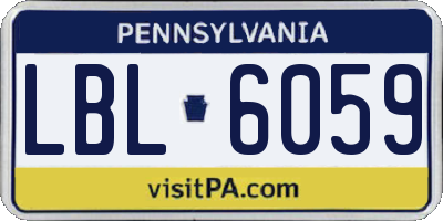 PA license plate LBL6059