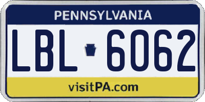PA license plate LBL6062