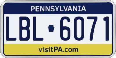 PA license plate LBL6071