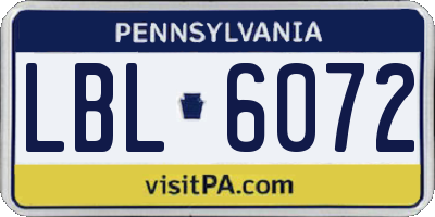 PA license plate LBL6072