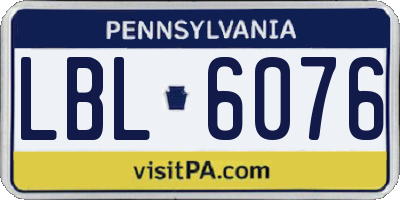 PA license plate LBL6076