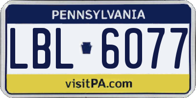 PA license plate LBL6077