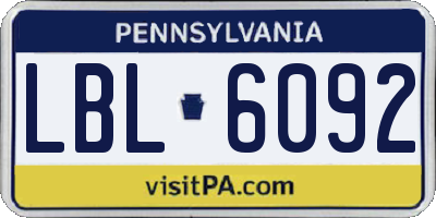 PA license plate LBL6092