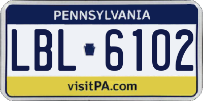 PA license plate LBL6102