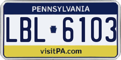 PA license plate LBL6103
