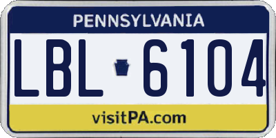 PA license plate LBL6104