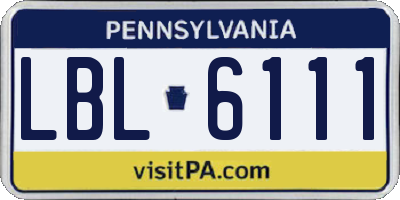 PA license plate LBL6111
