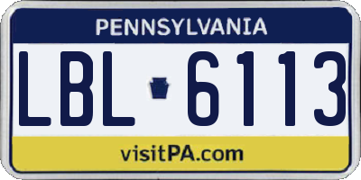 PA license plate LBL6113