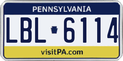 PA license plate LBL6114