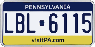 PA license plate LBL6115