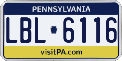 PA license plate LBL6116