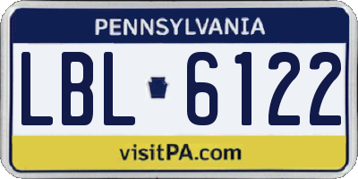 PA license plate LBL6122