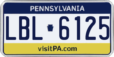PA license plate LBL6125