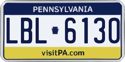 PA license plate LBL6130
