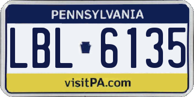 PA license plate LBL6135