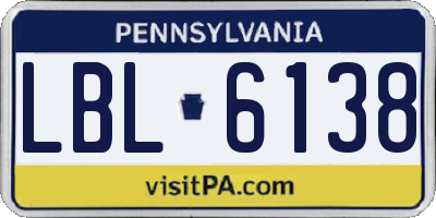 PA license plate LBL6138