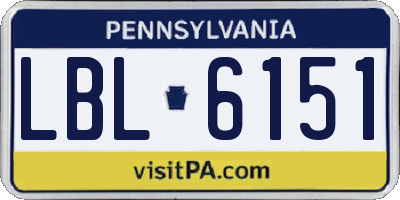 PA license plate LBL6151