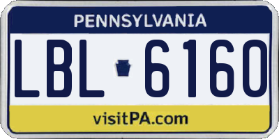 PA license plate LBL6160