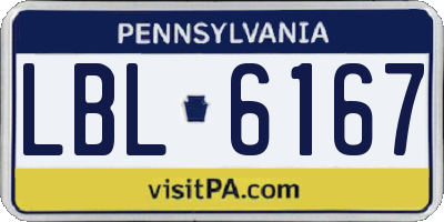 PA license plate LBL6167