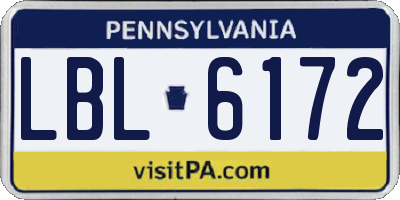 PA license plate LBL6172