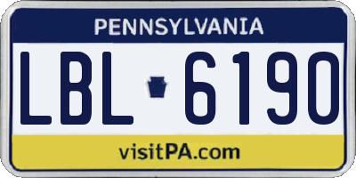 PA license plate LBL6190