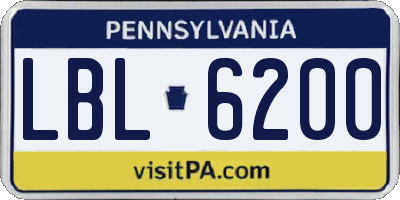 PA license plate LBL6200
