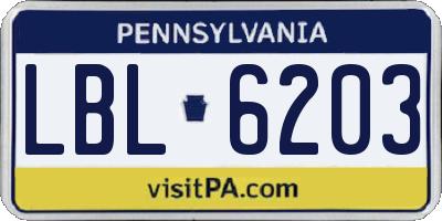 PA license plate LBL6203