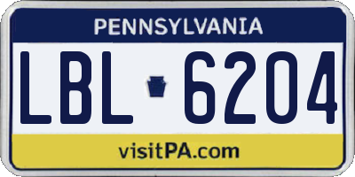 PA license plate LBL6204